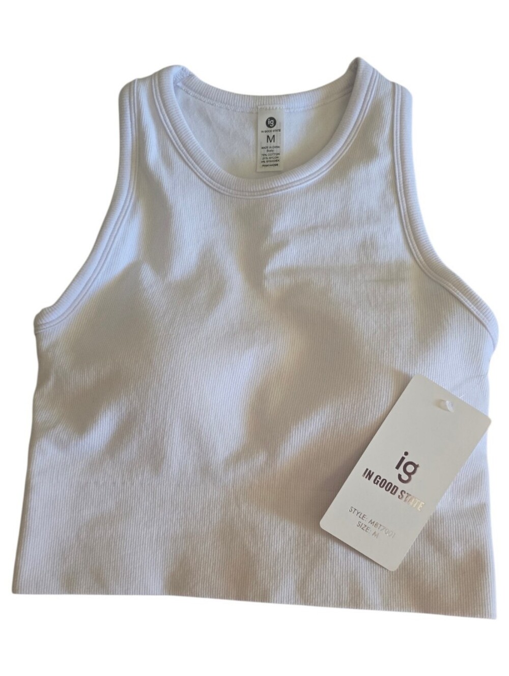 Cotton Crop Ribbed White Tank NWT In Good State